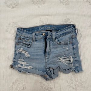 American Eagle Outfitters Light Blue Distressed Jean Shorts